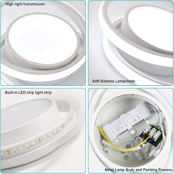 32W LED Taklampe 6000K Rund Flush Mount Takbelysning Fi