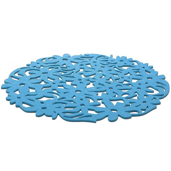 Blå 30x30cm Rund laser skuren blomma Design Filt Underlägg Kök