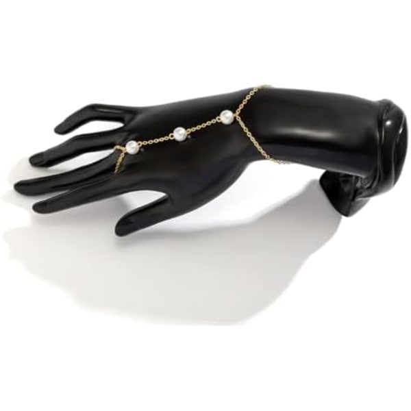 Guld Pärla Finger Ring Armband Tiny Dainty Kristall Handkedja Slav Armband Trendig Estetisk Smycken Tillbehör Present