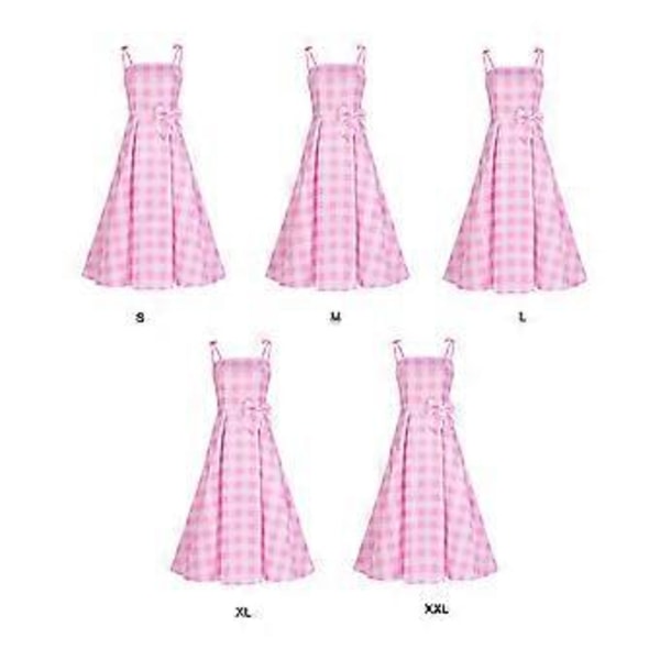 Naisten ruudullinen cami-mekko, vintage rento juhlamekko (XL)