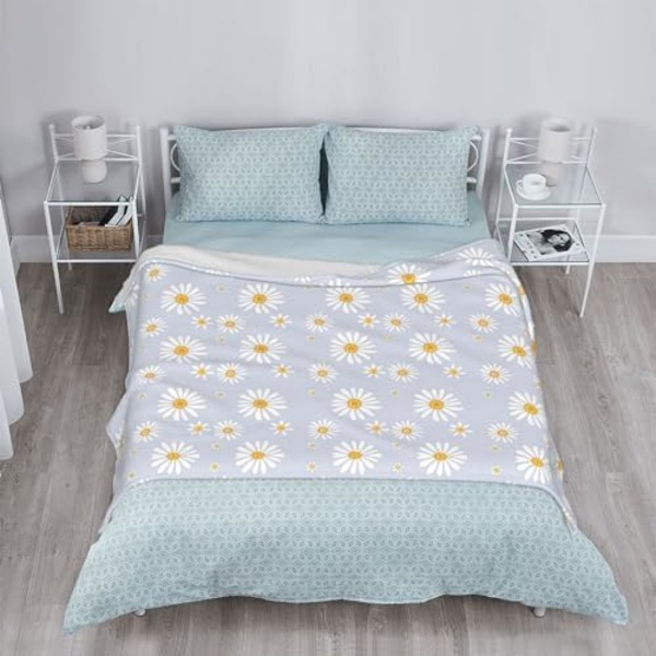 Lille Daisy blomster Fleece tæppe Ultra blødt hyggeligt dekorativt Flannel tæppe til hjem seng sofa stol rejse