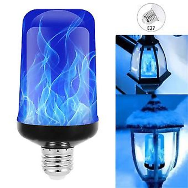 Emulerende dynamisk flammeeffekt lyspære AC85V-265V for hjemmeflammelampe E26 B22 E27 Kornpære Kreativ flimrende LED-lys (Blått lys E27)