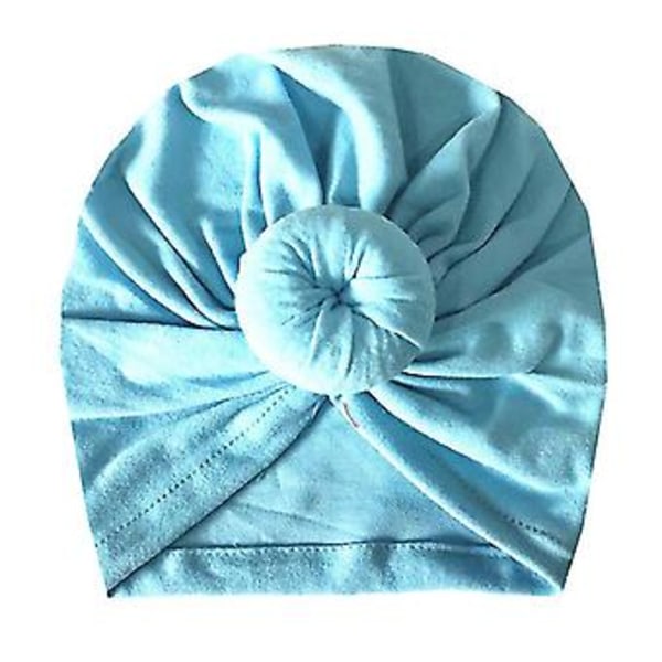 Spædbarns Baby Almindelig Beanie Turban Hat Knude Hætte Nyfødt Hoved Wrap Børn Børn Pandebånd (Blå)