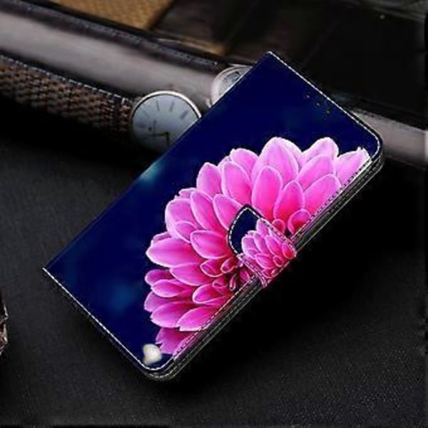 Plånboksfodral för Samsung Galaxy A52 4G/5G/A52s 5G, PU Läderställ 3D Mönstertryck Telefonskal (Rosa Blommor)
