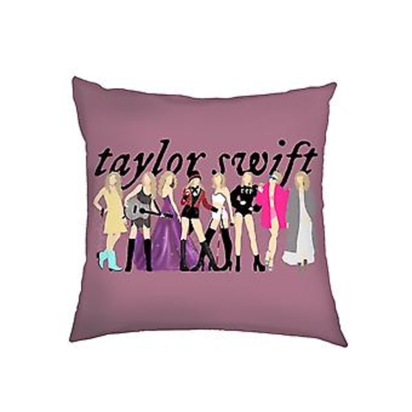 18x18 tommers Taylor Swift putetrekk i lin, kasteputetrekk, sofa, bil, hjem, kontor, dekorasjon, Swiftie-fans, gaver (D)
