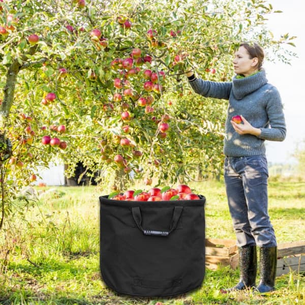 Ekstra solid 125L hagepose med håndtak, svart lerretsoppbevaring