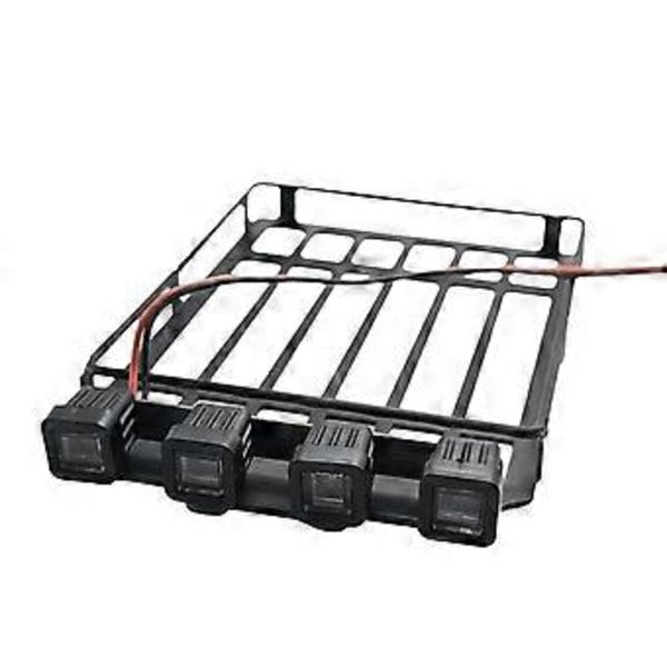 Universaali kattoteline tavarateline autokehys LED-valolla 1/18 C8801 RC Crawler -auton osille, neliölamppu