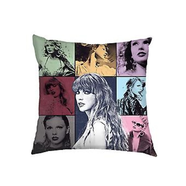 Taylor Swift Tema Kuddeöverdrag Kvadratisk Kastkudde Musikfans Swifties Present Heminredning För Soffa Säng Bil (B)