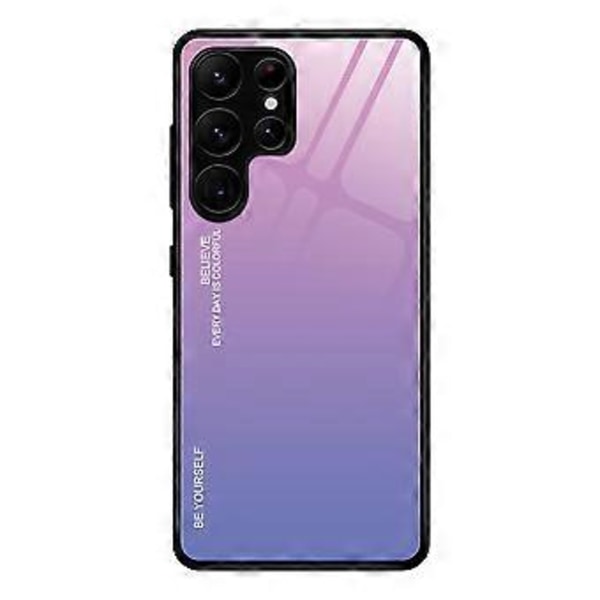 För Samsung Galaxy S25 Ultra Skal Gradient Färg Härdat Glas+TPU Telefonfodral - Rosa/Lila (Stil C)