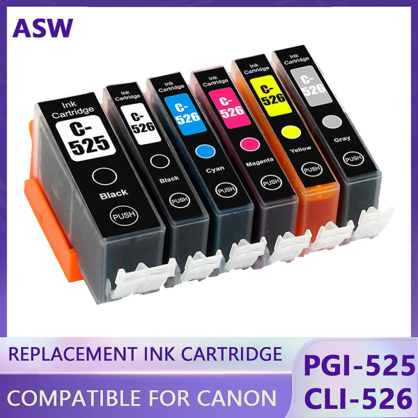 Pgi525 Pgi 525 Cli-526 Pgi-525 Pgi-525xl Ink Cartridges For Canon Pixma Mg-5150 Mg-5250 Mg-5350 Mg-6150 Printer 6PK