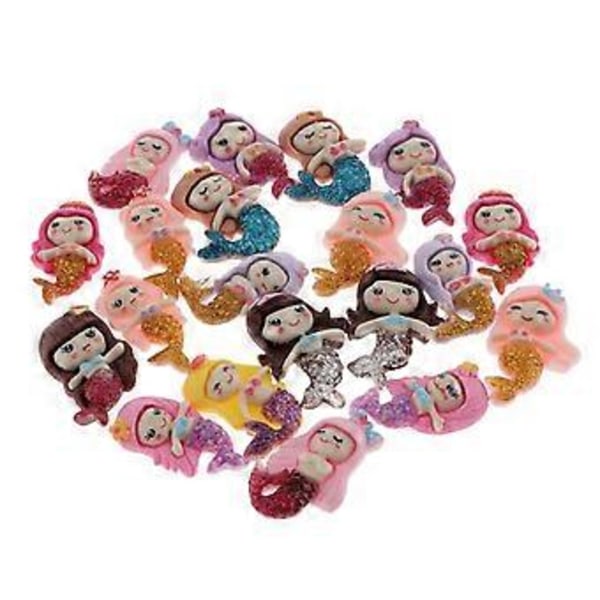 Pakke med 20 Tegneserie Resin Havfrue Flatback Knap Perle til Scrapbog Ornament