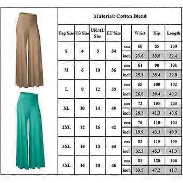 Dame Fit & Flare Plain Bukser Bløde Åndbare Casual Lange Bukser Sommer Sport Gym Yoga Dance Bukser (S Vinrød)