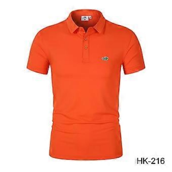 Miesten uusi kosteutta siirtävä nopeasti kuivuva yksivärinen pikeepaita brodeeratulla poolokauluksella (4XL oranssi)