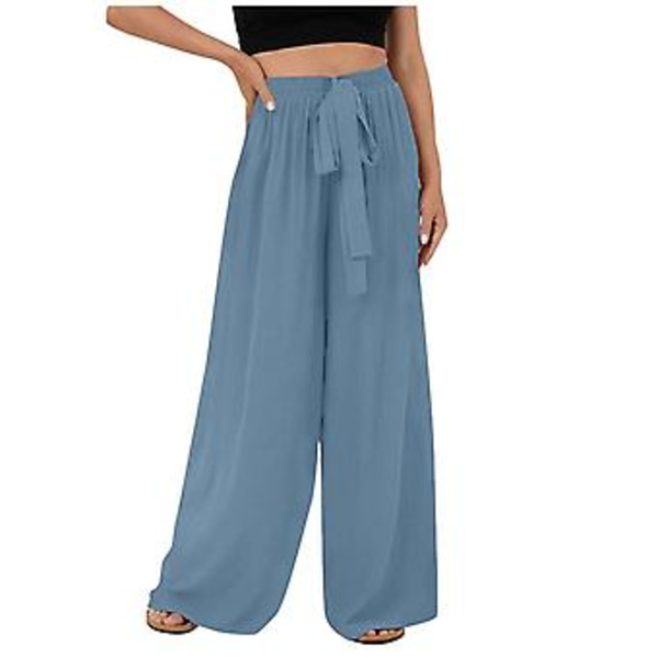 Komfortable Casual Blondering Højtaljede Straight Cylinder Lange Bukser XXL Blå