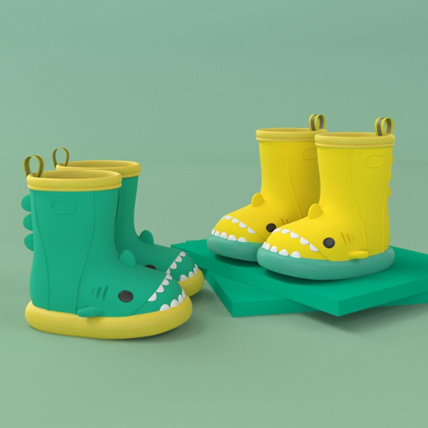 Flickor Baby halkfria regn stövlar vattentät halkfri för sport trädgård klättring Green Edge Yellow 160