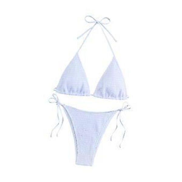 Tvådelad Baddräkt Tankini Simkläder Baddräkt för Strand Pool Party (L Vit)