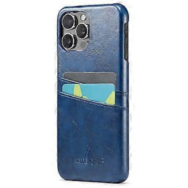 FIERRE SHANN Skal för iPhone 16 Pro Max Vaxigt PU-läder+PC Korthållare Mobilskal (Stil E)