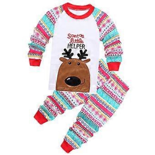Julpyjamas för barn, pojkar och flickor, pyjamas, pyjamasset, småbarn, långärmad topp, byxor, nattkläder, jultema, loungewear (5-6 år E)