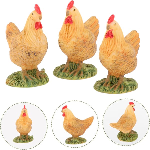 3 st kycklingprydnader i miniatyr
