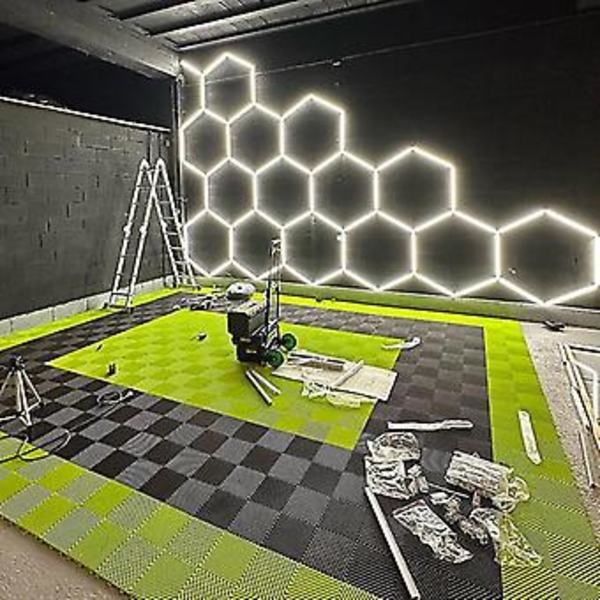 Honeycomb LED-lampor 6500K för verkstad, gym, detaljhandel, hexagrid-system, plug-in för bilreparation, LED-verkstad (IKS-15B)
