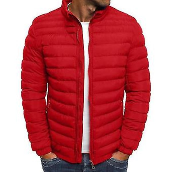 Lättvikts Bubbeljacka Vadderad Vinterjacka för Män (2XL Röd)