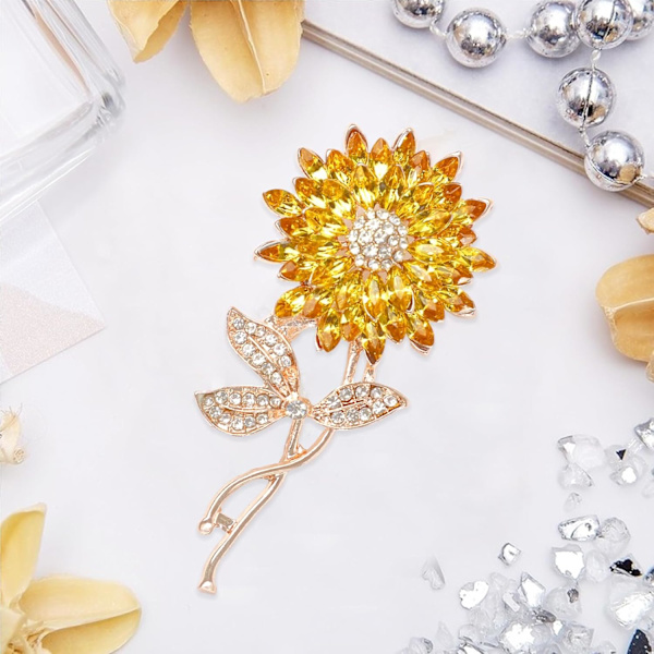 Kristalldiamant blomma brosch pin, strass brosch, bröllop bankett fest kläder accessoarer brosch, kavajslag elegant klänning