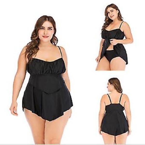 Flickors badkläder bikini plus size onepiece klänning ren färg slankande slim fit badkläder S