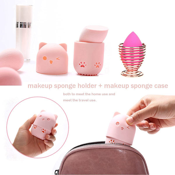 Svamphållare + Reseväska för Makeup Blender Skönhetssvamp B