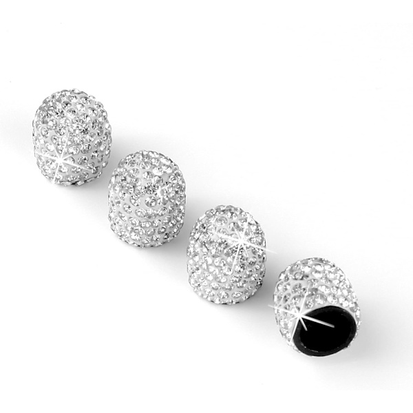 4 Pak Krystal Rhinestone Dækventilhætter, Hjul Dækventil, Støv