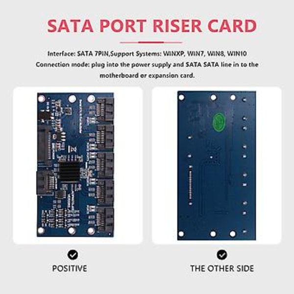 Kontrollkort Moderkort Sata Expansionskort 1 Till 5 Portar Sata3.0 6Gbps Multiplicering Sata Port Rise