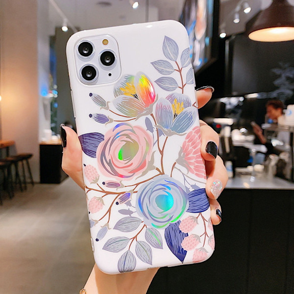 6,7 tum Apple iPhone 12 Pro Max Skal, Holografisk Glittrande Blomma D