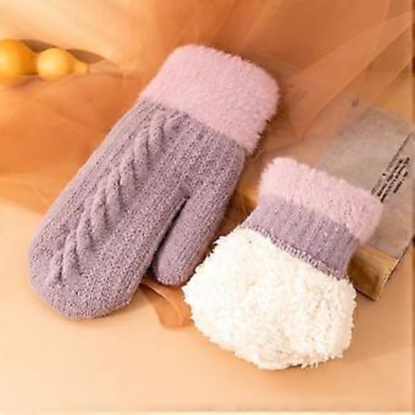 Vinter Fløjlshandsker Moderne Twist Strikkede Varme Fortykkede Cashmere Dame Luffer