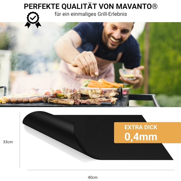 VELDIG TYKKE BBQ Grillmatter (2-pakning) - 0,4 mm 40x33 cm - Holdbare,