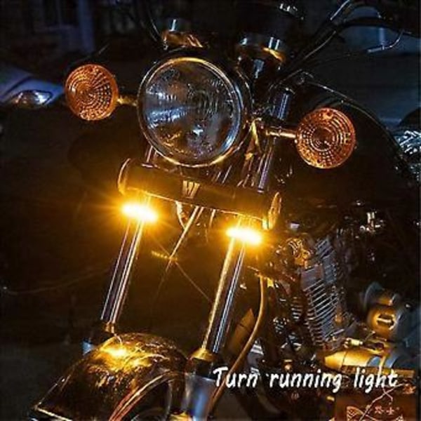 2 stk. Fleksible Switchback Tofarget Motorsykkel LED Gaffel Blinklys DRL Kjørelys