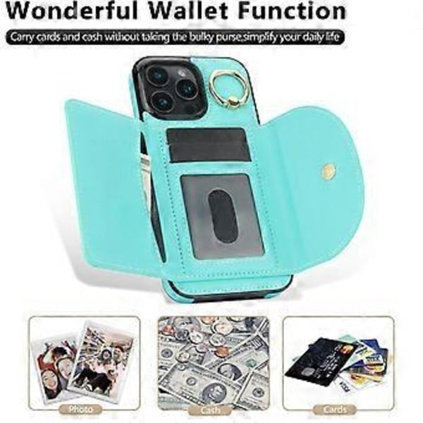For iPhone 16 Pro Deksel RFID-blokkerende Lommebok Støtte Lær+TPU Telefondeksel (Stil D)