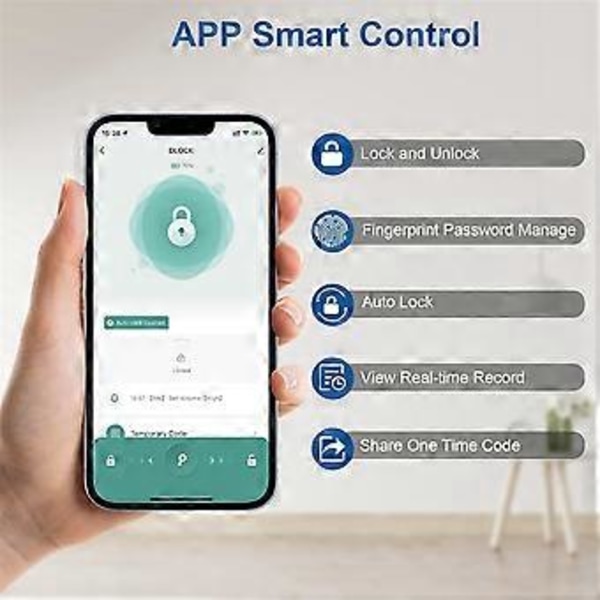 Sormenjälkilukko APP-ohjauksella/sormenjäljellä/salasanalla/avaimella