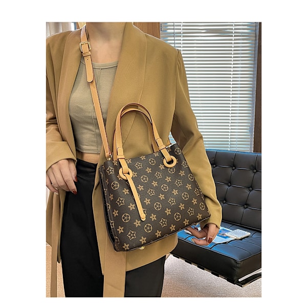 Läder Dam Handväska Topphandtag Crossbody Axelväska Ko Hud