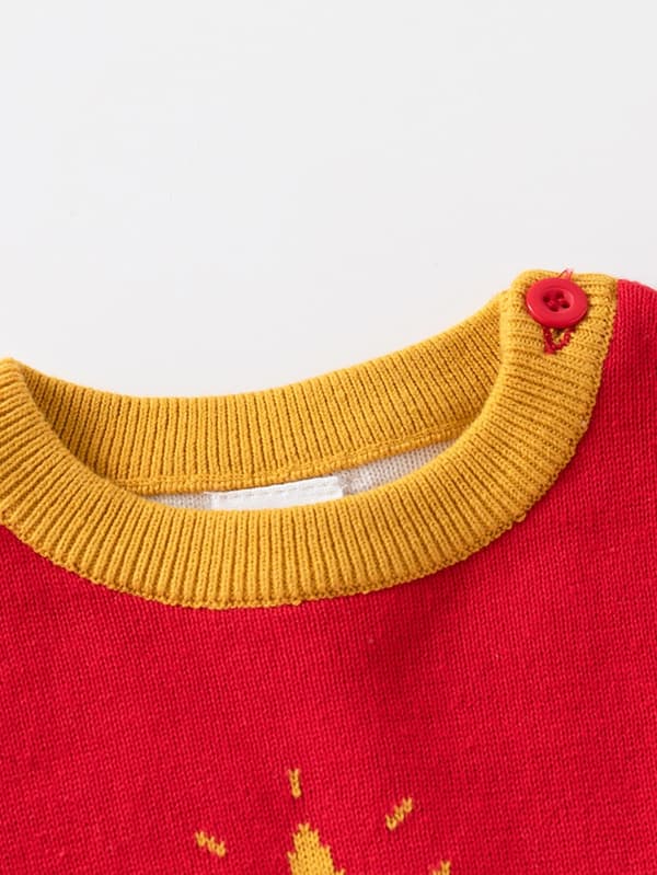 Strikket jule-heldragt til baby – Festlig heldragt i 100% bomuld til nyfødte (Juletræsdesign) 90cm