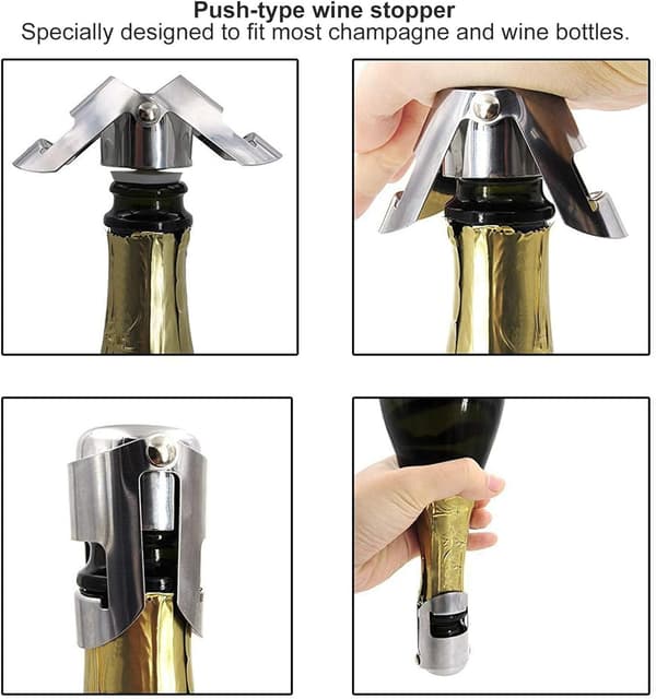 2 rustfrie stål champagnepropper, musserende vinpropper, forsegling