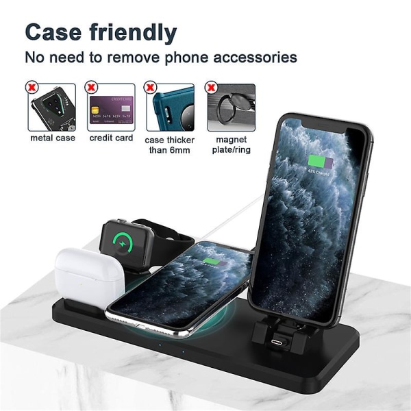 Qi Fast Charing Station Wireless Watch Charger Stand Holder For Apple Watch Series 7 Airpods 3 Iphone 13 Pro Max Charger Dock