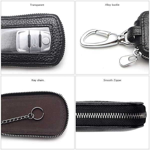 Universal Premium Bilnyckel Fodral Äkta Läder Bil Smart Key Fob Hållare för Fjärrkontroll Nyckel Fob