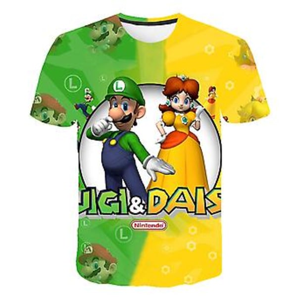 Super Mario Børn Drenge Piger 3D Trykt T-shirt Sommer Tops Gamer Fans Gave Til 4-8y(4-5 År A)