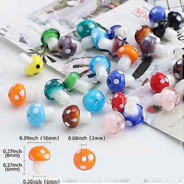 Svampeperler Håndlavede Lampwork Perler Blandede Svampe Charm Spacer Perle