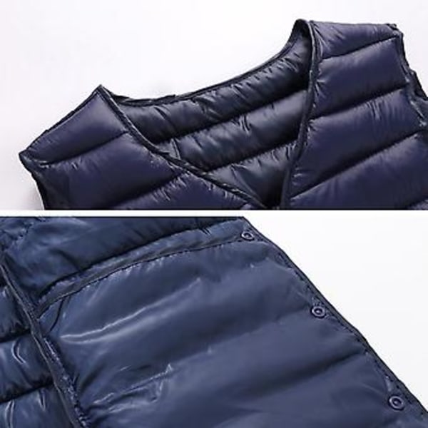 Herrar Vinterväst Jacka V-ringad Vadderad Tjock Enfärgad Ärmlös Enkelknäppt Cardigan Casual Plus Size Varm Vindtät Herr Väst (4XL Grå)
