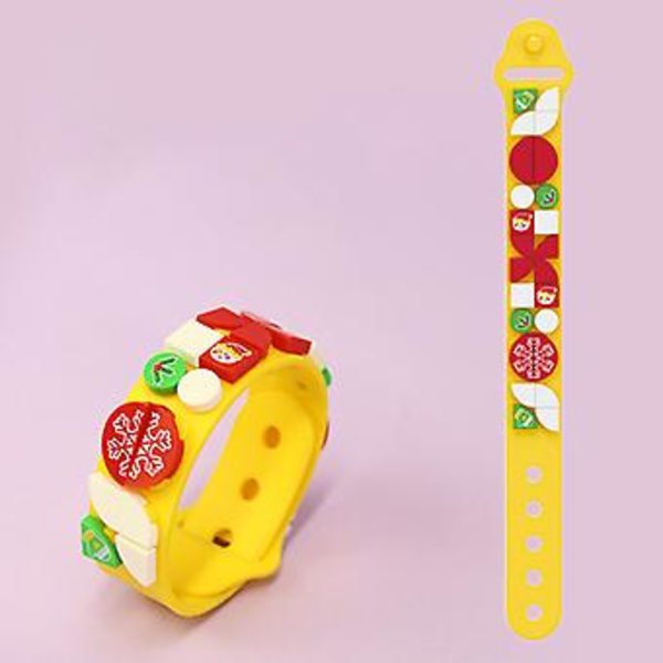 Armband med klossar för barn, byggklossleksaker för flickor, julklappar (Gul)