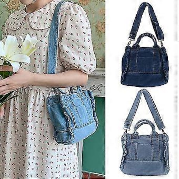 Japansk Stil Skuldertaske Sydkorea Sommerversion Denim Taske Kvinder Enkelt 1stk - Mørkeblå