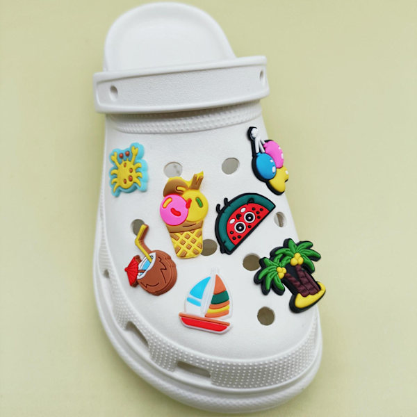 14 stk. 3D Clog-Sandaler Pynt (Sommerstil), Sko Charms, Klip