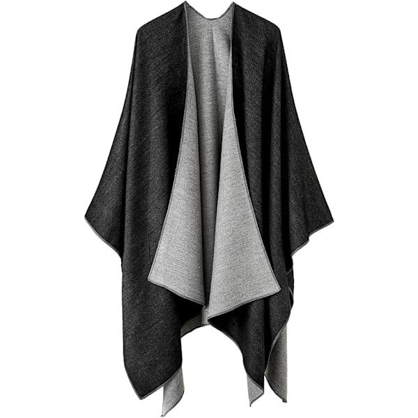 Elegant sjal med åpen front for kvinner, myk poncho, egnet for vår, høst og vinter