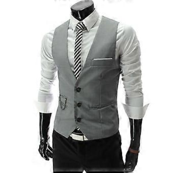 Herrar Peaky Blinder Väst Slim Fit Kostymväst Jacka (L Grå)