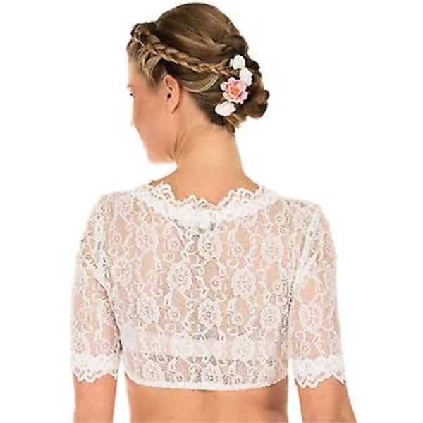 Bigsale Dirndl Bluse Med Volanger Hvit - Tradisjonell Elegant Bayersk Oktoberfest Cropped Bluse (XL Svart)